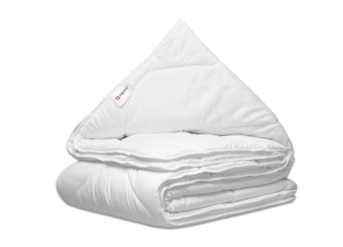 alpina Edredón de 240 x 200/220 cm - Edredón de plumón para 4 Estaciones - Edredón para 2 Personas - Lavable a máquina a 40 Grados - Material Transpirable y de Secado rápido - Poliéster - Blanco