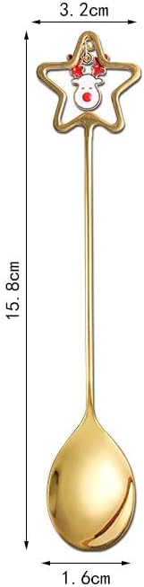 Silverware Flatware Set, 6/24/36/48 Pieces 304 Stainless Steel Tableware Creative Christmas Star Pendant Dessert Coffee Stirring Spoon(Gold,24 Pieces for 4)