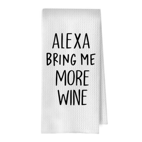 BlissfulAbon Funny Wine Kitchen Decor - Wine Gifts Waffle Dish Towels for Kitchen, Hostess Gifts Hand Towels, Housewarming Gift Tea Towel, 16x24 Inch