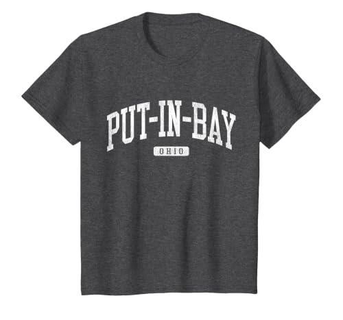 Put-in-Bay Ohio OH JS03 College University Style T-Shirt, Youth, Dark Heather Grey, X-Small