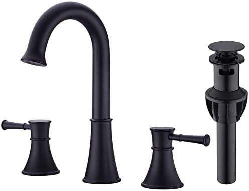 Matte Black Brass 8 Inch 2 Handle Widespread Bathroom Basin Faucet ...