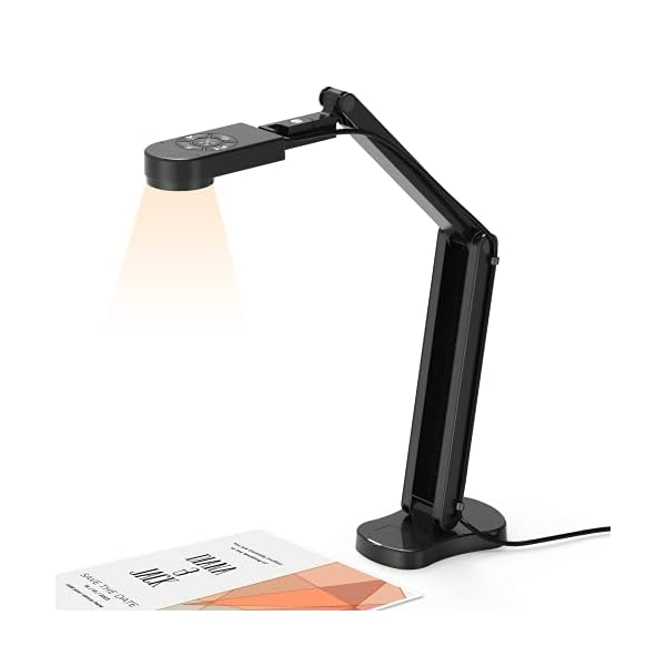 Kitchbai USB Dokumentenkamera und Visualizer 8MP, 2448P Webcam, Vorlagen bis A3 mit 3-Stufen-LED-Licht, Bildumkehr…