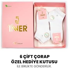 Just Inner 6'lı Set Kadın Bambu Patik Çorap - Dikişsiz Burun, Esnek, Dayanıklı, Nefes Alan, Çevre Dostu, Şık ve Hafif Tasarımlı, (Beyaz - 36-40) - Görsel 2