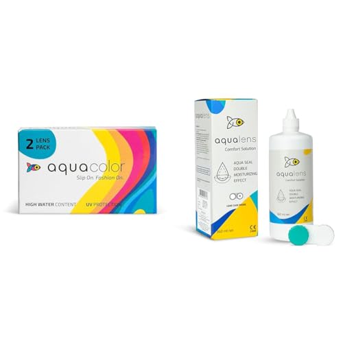 Image of Aquacolor Monthly disposable Spicy Grey (2Lens /Box) Plano + Contact Lens Solution 360ml