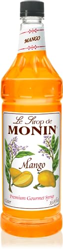 Monin - Mango Syrup | Premium Syrup for Cocktails, Sodas, Lemonades & More | Clean Label with No Artificial Flavors, No Artificial Preservatives (BPA-Free Plastic Bottle, 1 Liter)