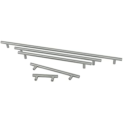 Kitchen Cupboard Cabinet T-Bar Door Handle Brushed Stainless Steel 64-640mm Cover