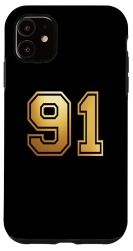 91 Number Ninety-One �`�[�� �X�|�[�c �O���t�B�b�N ��\�`�[���̃}�b�`���O �X�}�z�P�[�X iPhone 11 �p