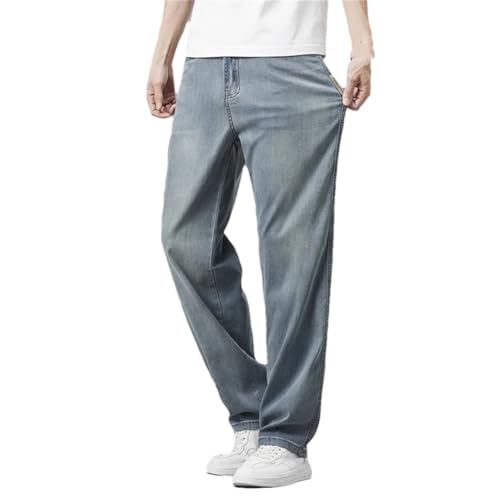 Men's Thin Jeans, Loose Straight Casual Jeans, Stretchy Soft Drape Trousers