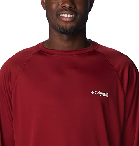 Columbia Camisa masculina de pesca de manga comprida Terminal Tackle, Logotipo de beterraba/branco,