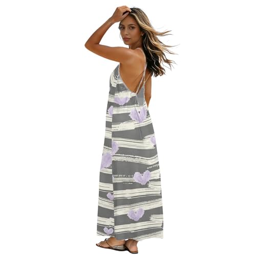 Robe caraco dos nu pour rester au frais à la maison en été gris rayé M