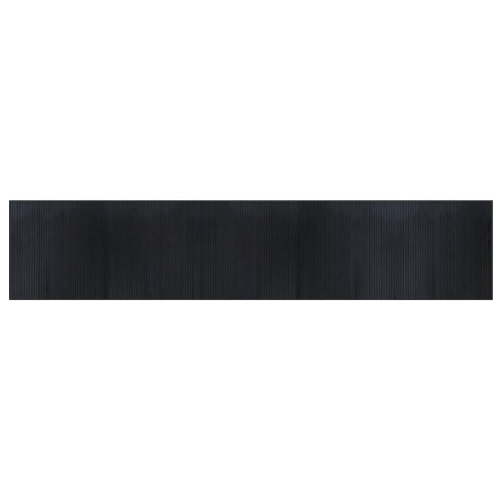 Alfombra rectangular negra 100 x 500 cm de bambú - Alfombra de bambú antideslizante - Alfombra de bambú para cocina y baño
