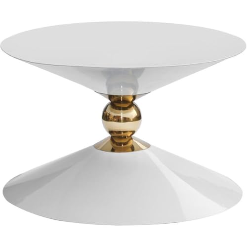 Meridian Furniture 288-CT Malia Collection Modern | Contemporary Hourglass Designed Gold Metal Coffee Table, White, 28" W x 28" D x 16.5" H by Meridian Furniture - Used condition - US$494.54