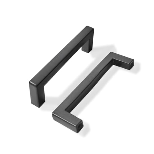 khtumeware 15 Pack 3-3/4 inch Center to Center Solid Black Cabinet Pulls Square Bar Drawer Handles Cabinet Handles Matte Black Drawer Pulls Kitchen Cabinet Hardware