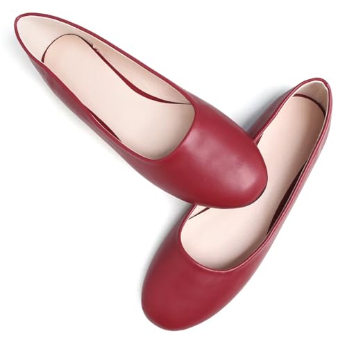 Hee grand Casual Flats for Women Round Toe Candy Color Slip On Ballet Flats Soft PU Leather Loafers Comfortable Work Flats4