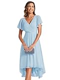 Ever-Pretty Women's Dresses for Wedding Guest A-Line Short Sleeves Evening Dresses Sky Blue 12