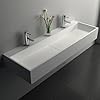 47 bathroom vessel sink double bowl bathroom sink wall mounted trough floating sink in matte white  urban country home decor