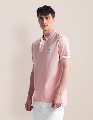 Image of U.S. Polo ASSN. Solid Slim Fit Polo T Shirts for Men - 100% Cotton, Half Sleeves Mens Tshirt