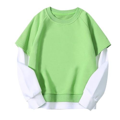 Sweatshirts for Boys Girls Two Piece Crewneck Comfy Oversized Pullover Trendy Baggy Casual Y2K Long Sleeve Sweatshirt