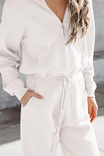 Image of PRETTYGARDEN Women's 2 Piece Sweater Set Pullover Zip Up Sweatshirt Jogger Sweatpants Tracksuit Casual Outfit