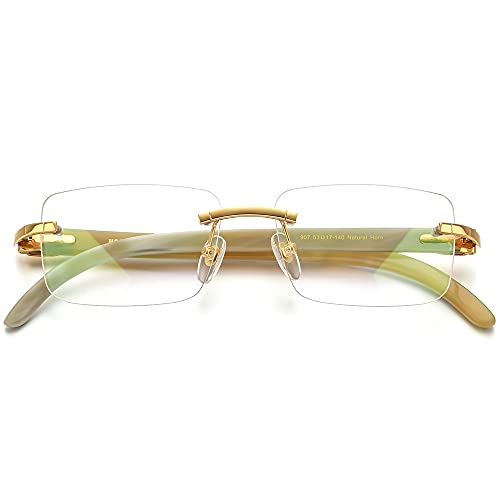 Image of HEPIDEM 100% Really Buffalo Horn Handmade Sun Glasses Square Rimless Luxury BUffs Sunglasses 0816