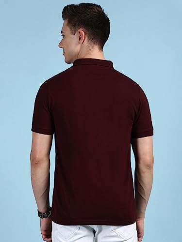 Image of Lux Cozi Men's Half Sleeve Soild Casual Regular Fit T-Shirt with Chest Pocket | Polo Tshirt for Men