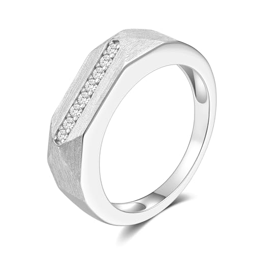 Moissanite bague d'éternité en argent 925 avec finition brossée géométrique pour femme