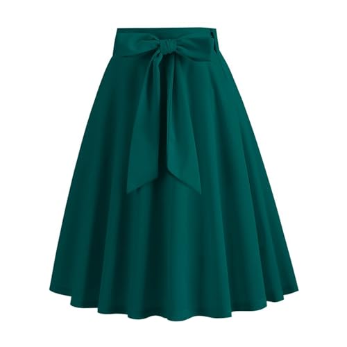 Midi Skirts for Women UK Vintage Pleated Skirts Ladies Knee Length A Line High Waisted Summer 1950S Swing Skirt Casual Short for Tea Party Cocktail - Image 4