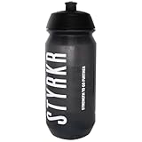 STYRKR 500ml Sports Water Bottle - Cycling Water Bottle in Clear Transparent Black - Squeezable, Wide Mouth & Easy Clean - Bike, Sports or Gym
