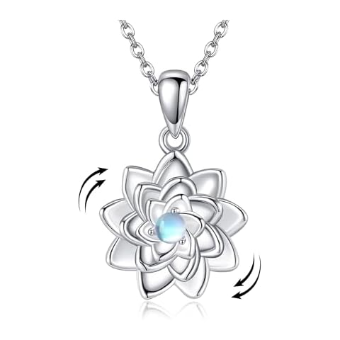 HUKKUN Lotus Necklace 925 Sterling Silver Lotus Flower Necklace Jewelry for Women Cover