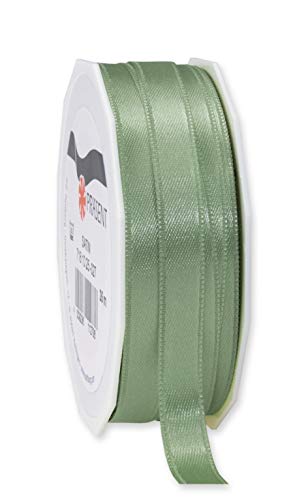 PRÄSENT Cinta de satén de Color Verde Antiguo, 10 mm – 25 m