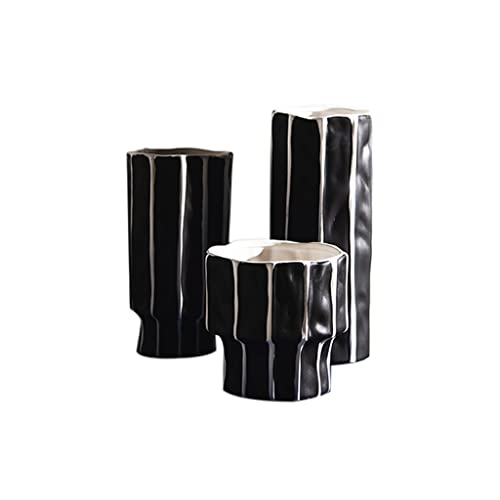 Vase en céramique à rayures noir et blanc déco maison moderne - 4