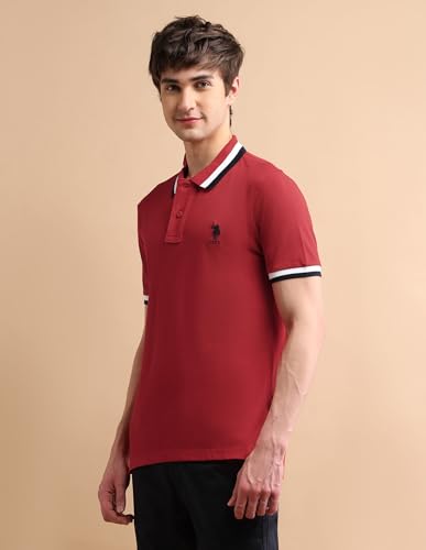 Image of U.S. Polo ASSN. Solid Slim Fit Polo T Shirts for Men - 100% Cotton, Half Sleeves Mens Tshirt