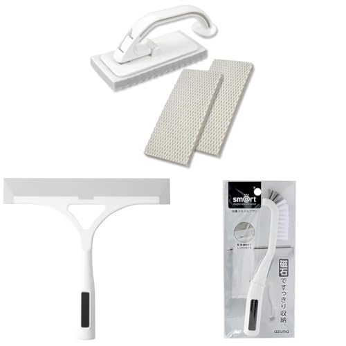 【セット買い】アズマ工業(Azuma Industrial) スマート 浴室床洗い 本体+スペア2個セット マグネット収納 sm@rt779 sm@rt-SQA88 + スマート 浴室水切りワイパー sm@rt764 + スマート 浴室スミズミブラシ sm