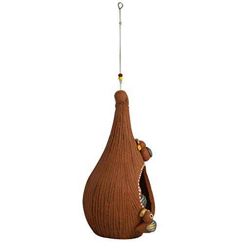 Image of ExclusiveLane 'Cuckoo in a Nest' Hand-Painted Bird Feeder Balcony and Garden Decorative Hanging Terracotta Bird House