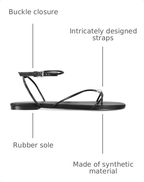 Image of Strappy Flat Sandals for Women Comfortable Open Round Toe Sandals Dressy Beach Thong Flip Flop Slides