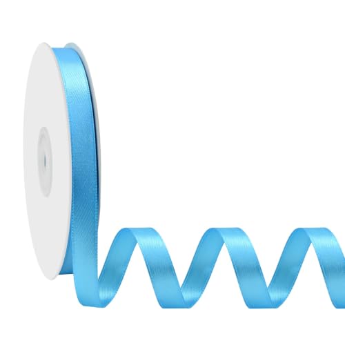 Simplegoal Double Face Turquoise Satin Ribbon 3/8 Inch X 50 Yards Polyester Turquoise Ribbons for Gift Wrapping Fabric Ribbon for Crafts Flower Bouquet Sewing Arts Wedding Party Decoration