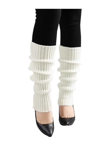 Image of uxcell Women's Knitted Design Solid Warm Thick Knee High Length Ribbed Leg Warmers