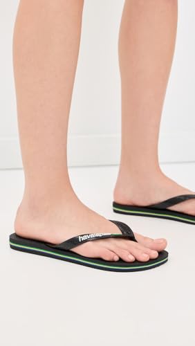 Image of Havaianas mens Brazil Logo Sandal Dark Brown /White