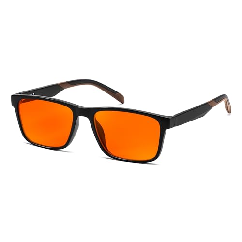 Image of FEISEDY Blue Light Glasses for Better Sleep Amber Computer Gaming TV Anti Eyestrain Glasses with Spring Hinge B0249
