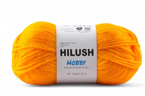 Image of Hobby,Wool Yarn dk Acrylic Hand Knitting Yarn Ball (100g /1 Ball),Suitable for Craft amigurumi Shade 001 (Sunflower Yellow)