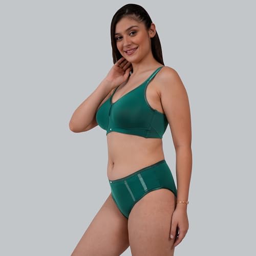 Image of SOIE Women Full Coverage Minimiser Bra with High Waist Brief Set