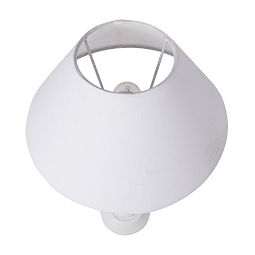Image of Homesake Classic Twister Wooden Table Lamp with Fabric Shade | Handcrafted Bedside Lamp with E27 Holder| Bulb Included |Warm Light Night Lamp for Bedroom, Living Room, Study & Home Decor, White