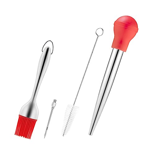 HOLIDYOYO Perfect for Gravy Turkey Baster Set Silicone Pump Oil Brush Drip Tube for Seasoning