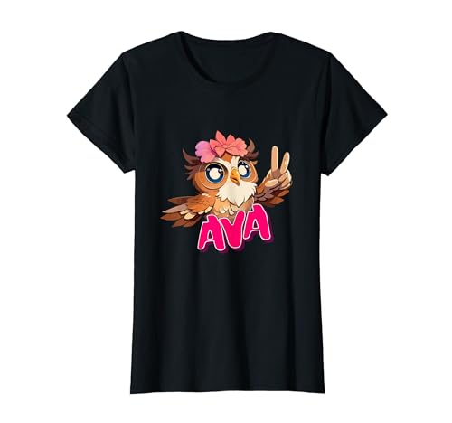 AVA - Adorable girl name with cute OWL T-Shirt