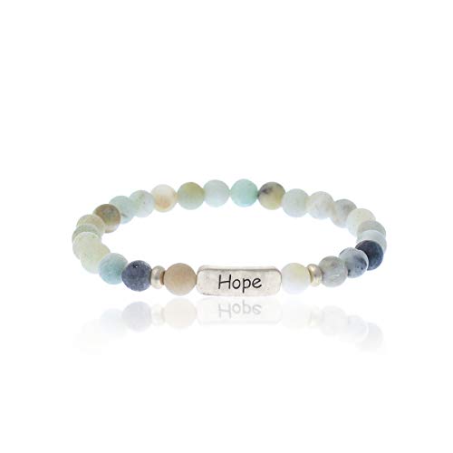 NTLX Christian Bracelets for Women – Hope Bracelet – Natural Stone Stretch Prayer Bracelet – Inspirational Message Jewelry - Great Gift