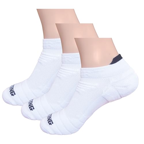 Men’s Socks No Show Socks Low Cut Cushion Sports Athletic White 6-9 (3 Pairs)