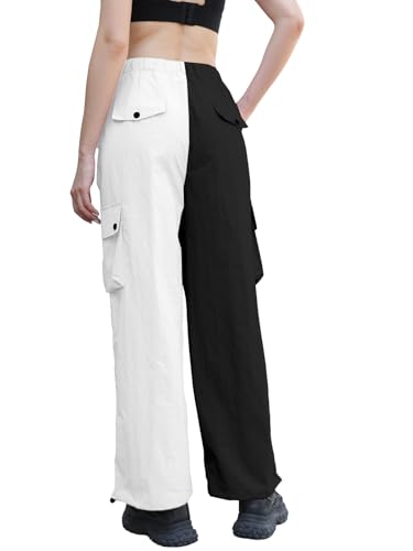 Image of Cromoncent Cargo Pants Girls & Women Parachute Pants Y2K Baggy Rave Clothes Waterproof with Pockets, 6 Years - 3XL