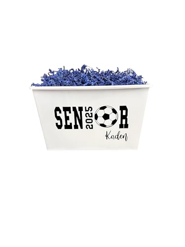 Personalized Team Soccer Name Sport Gift Basket - Senior 2025 Grad - High School College - Decoration Bin - Senior Night - Gift Bin