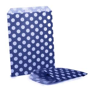 50 x Kraft Paper Bags 5" x 7" (29 Styles) Sweet/Gift/Counter/Food Bags (Blue Polka Dot) โ image 1