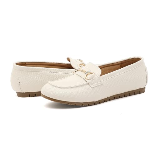 Image of Women's Wide Loafers Casual Slip on Flat Shoes Women's Comfort Penny Loafers with Arch Support Women Dressy Moccasins